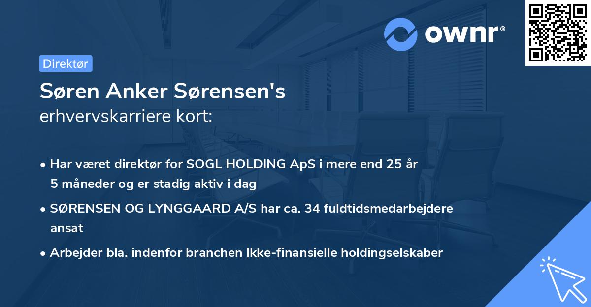 Søren Anker Sørensen's erhvervskarriere kort
