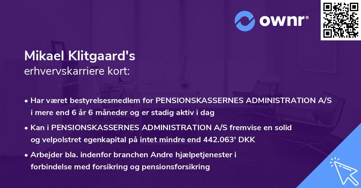 Mikael Klitgaard's erhvervskarriere kort