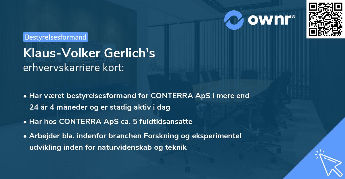 Klaus-Volker Gerlich's erhvervskarriere kort