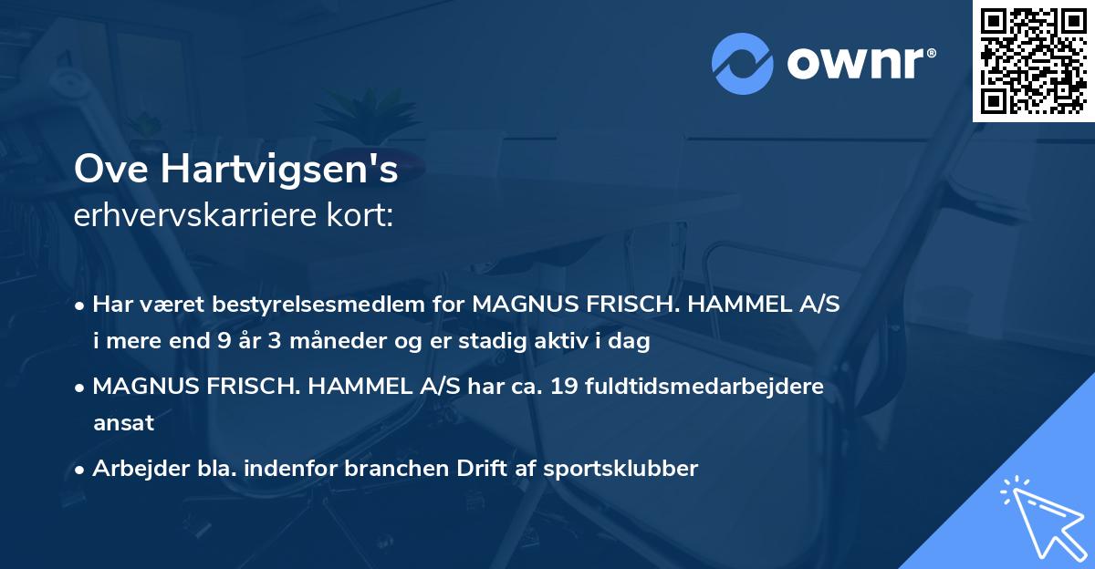 Ove Hartvigsen's erhvervskarriere kort