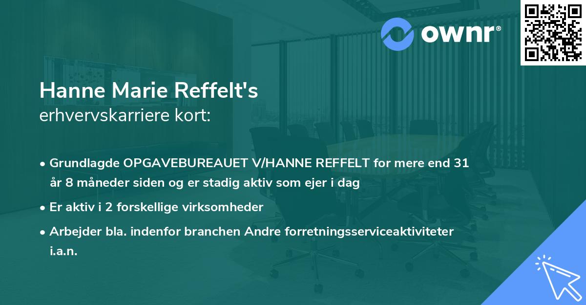 Hanne Marie Reffelt's erhvervskarriere kort