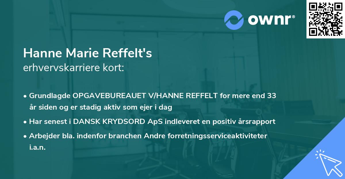 Hanne Marie Reffelt's erhvervskarriere kort