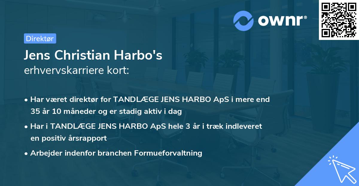 Jens Christian Harbo's erhvervskarriere kort
