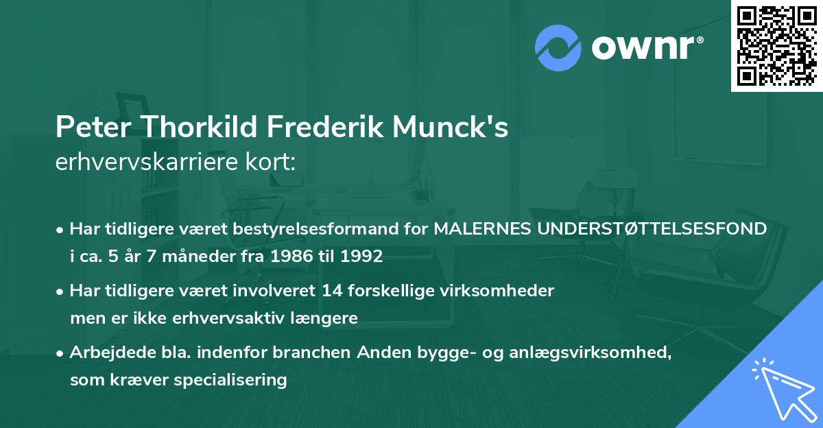 Peter Thorkild Frederik Munck's erhvervskarriere kort