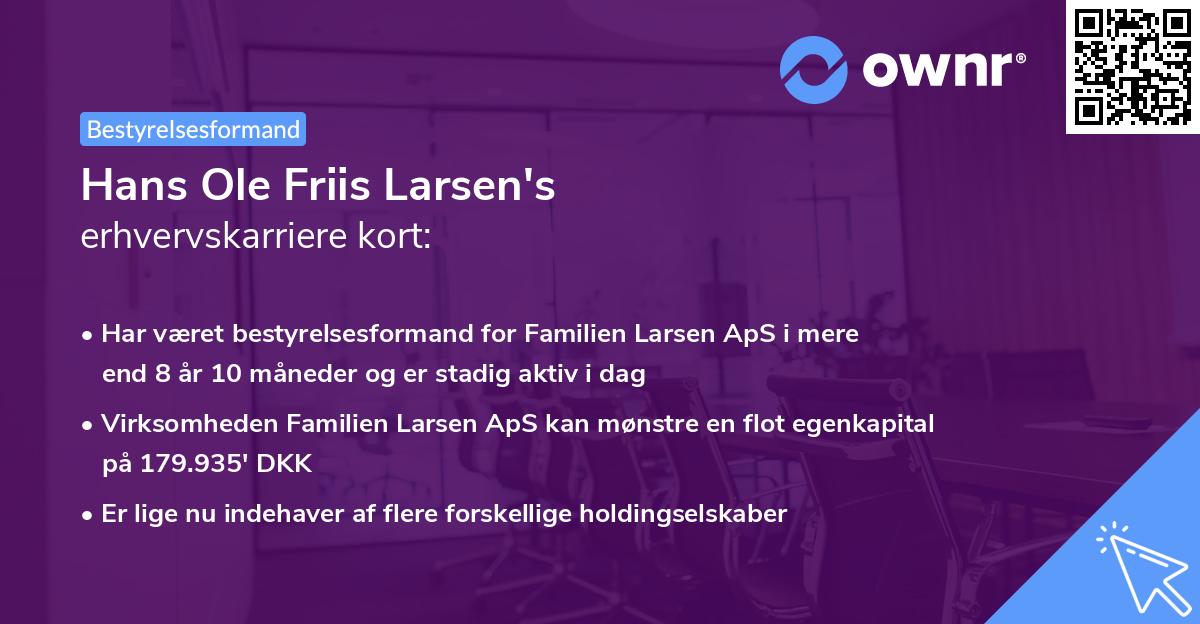 Hans Ole Friis Larsen's erhvervskarriere kort