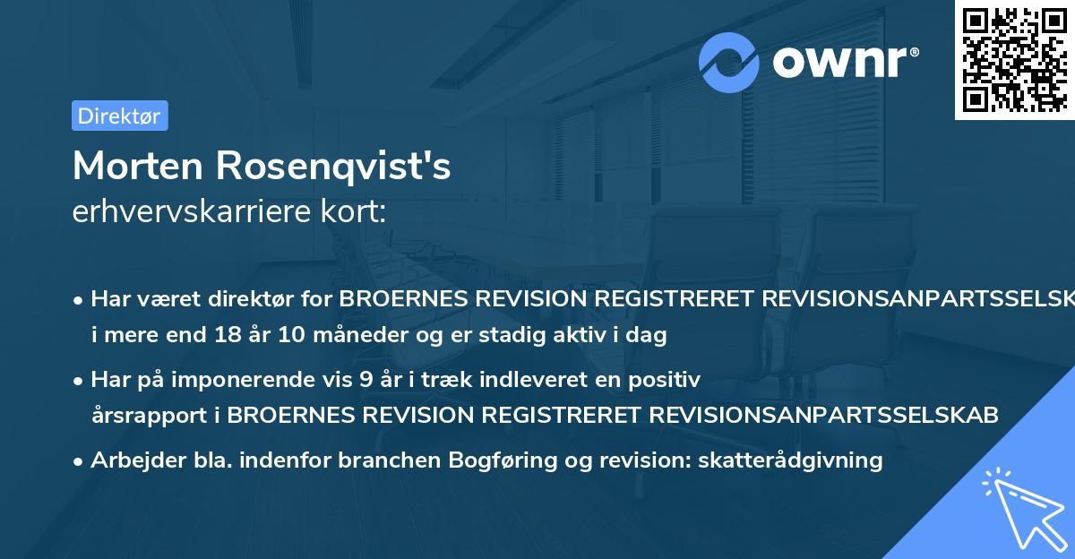 Morten Rosenqvist's erhvervskarriere kort