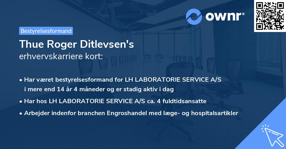 Thue Roger Ditlevsen's erhvervskarriere kort