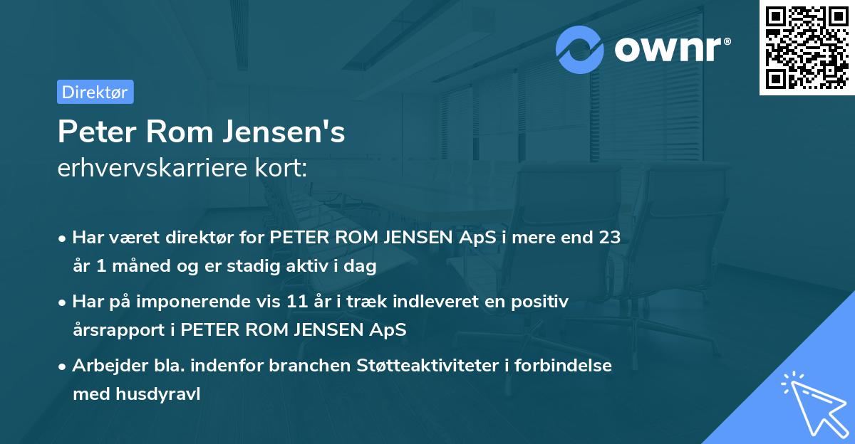 Peter Rom Jensen's erhvervskarriere kort