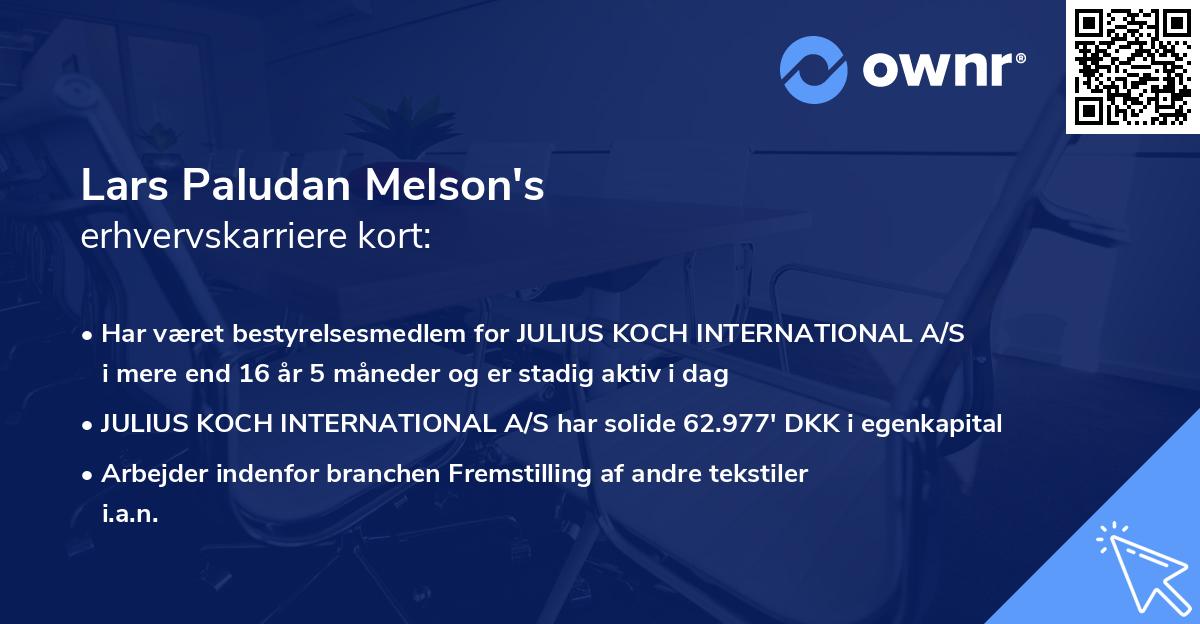 Lars Paludan Melson's erhvervskarriere kort
