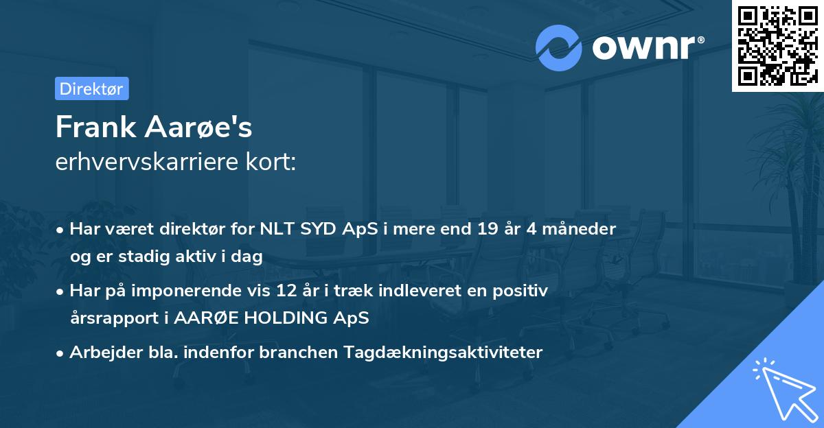 Frank Aarøe's erhvervskarriere kort