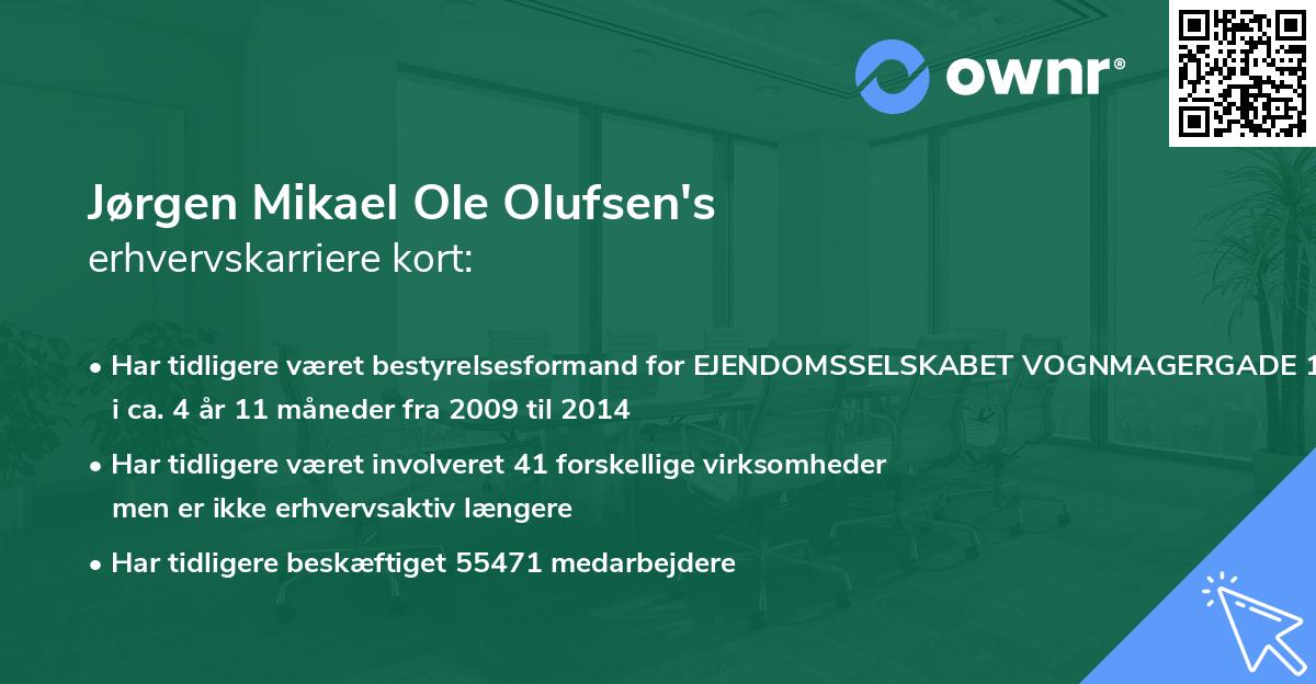 Jørgen Mikael Ole Olufsen's erhvervskarriere kort