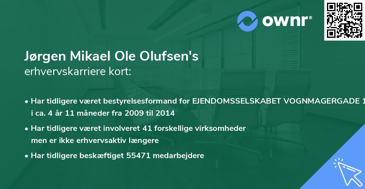 Jørgen Mikael Ole Olufsen's erhvervskarriere kort