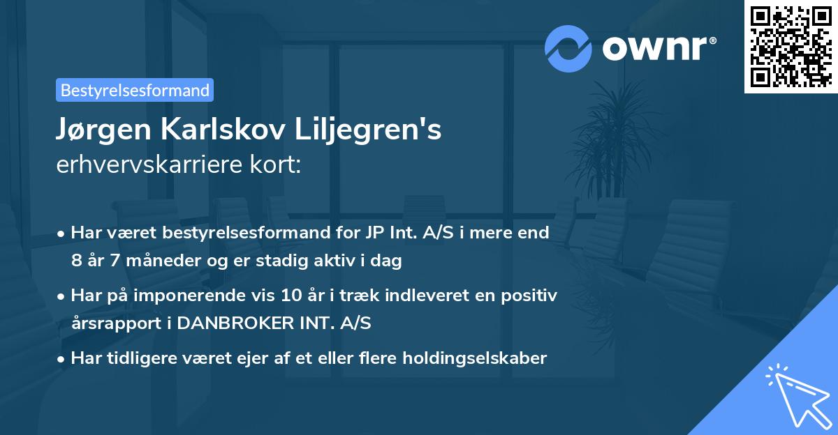 Jørgen Karlskov Liljegren's erhvervskarriere kort