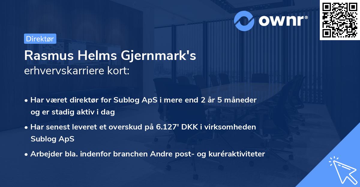 Rasmus Helms Gjernmark's erhvervskarriere kort