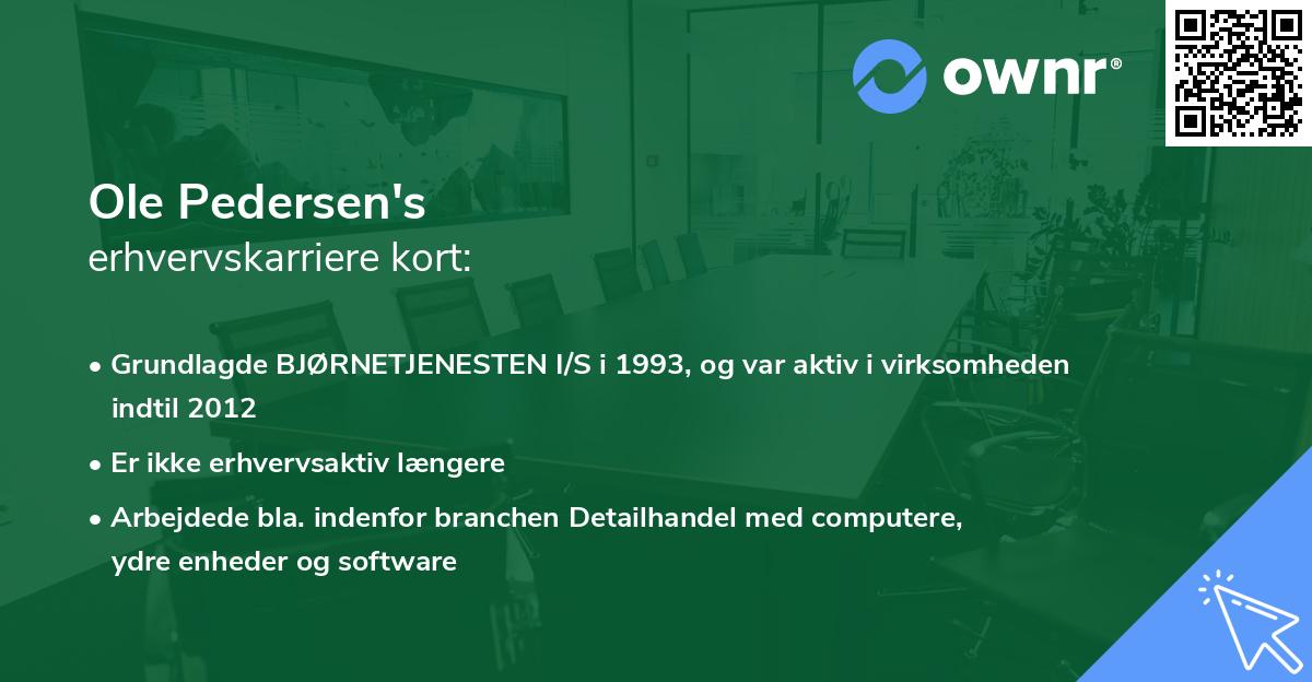 Ole Pedersen's erhvervskarriere kort