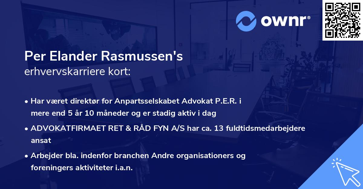 Per Elander Rasmussen's erhvervskarriere kort