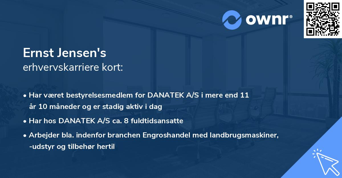 Ernst Jensen's erhvervskarriere kort