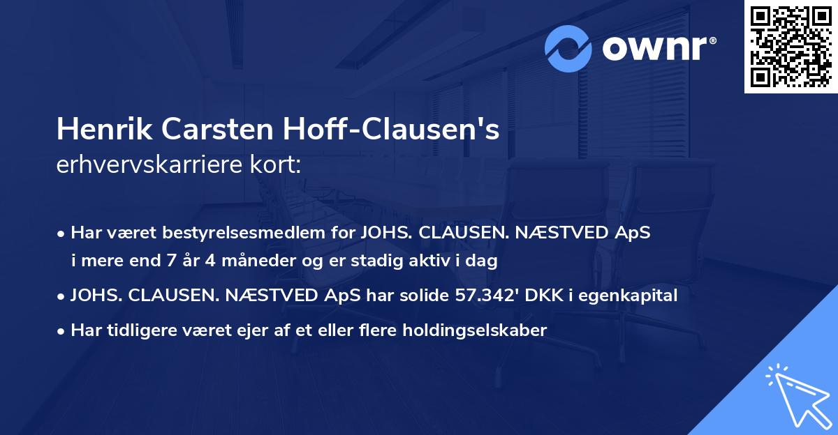 Henrik Carsten Hoff-Clausen's erhvervskarriere kort