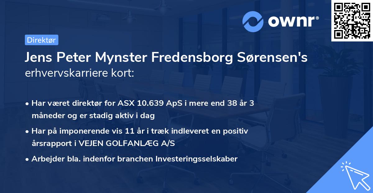 Jens Peter Mynster Fredensborg Sørensen's erhvervskarriere kort