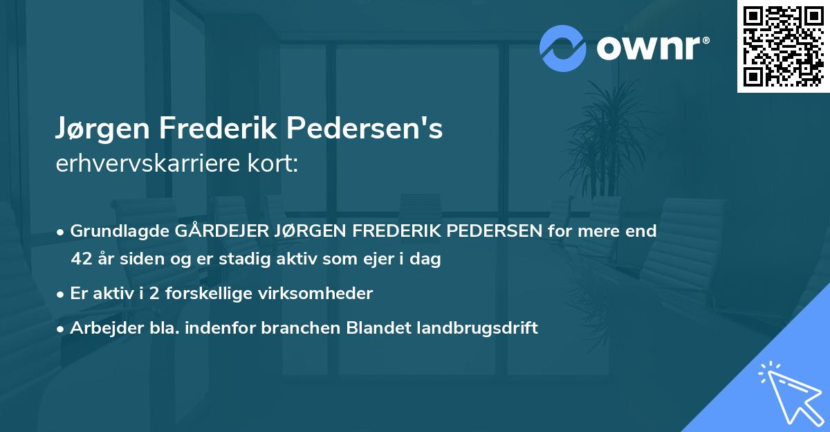 Jørgen Frederik Pedersen's erhvervskarriere kort