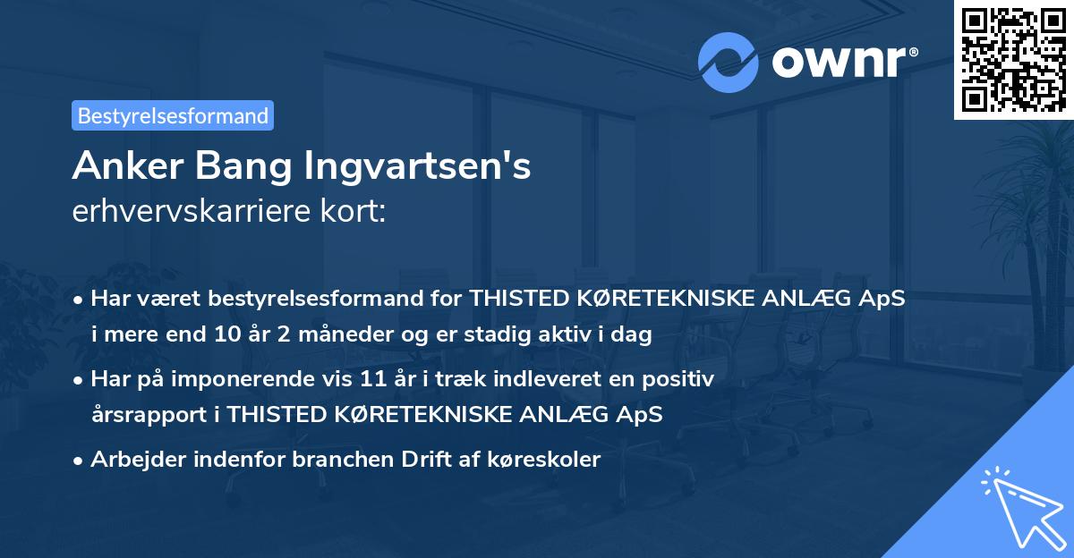 Anker Bang Ingvartsen's erhvervskarriere kort