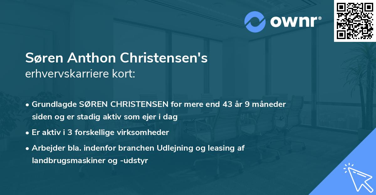 Søren Anthon Christensen's erhvervskarriere kort