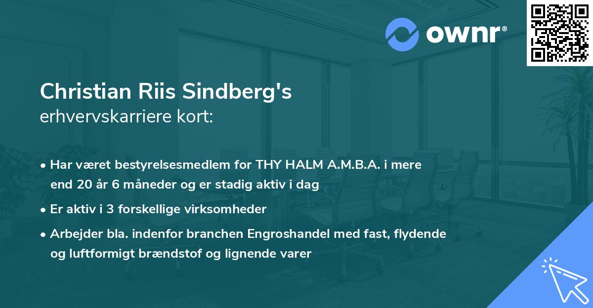 Christian Riis Sindberg's erhvervskarriere kort