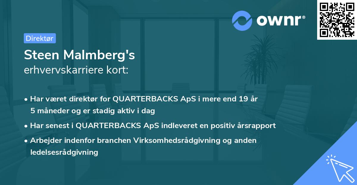 Steen Malmberg's erhvervskarriere kort