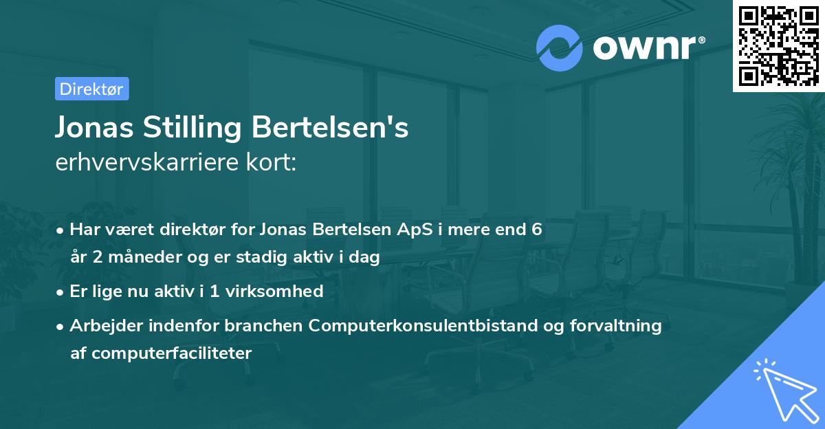 Jonas Stilling Bertelsen's erhvervskarriere kort