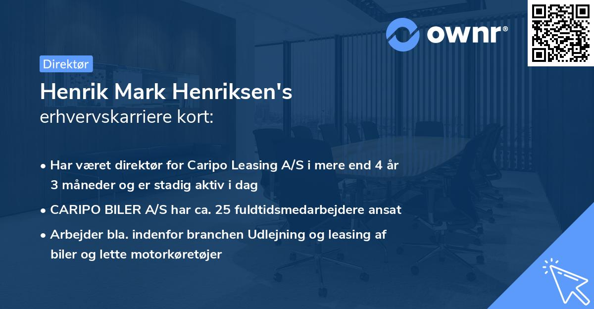 Henrik Mark Henriksen's erhvervskarriere kort