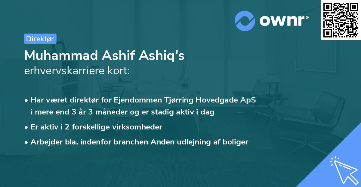 Muhammad Ashif Ashiq's erhvervskarriere kort