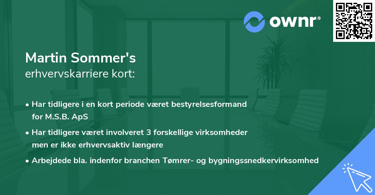 Martin Sommer's erhvervskarriere kort