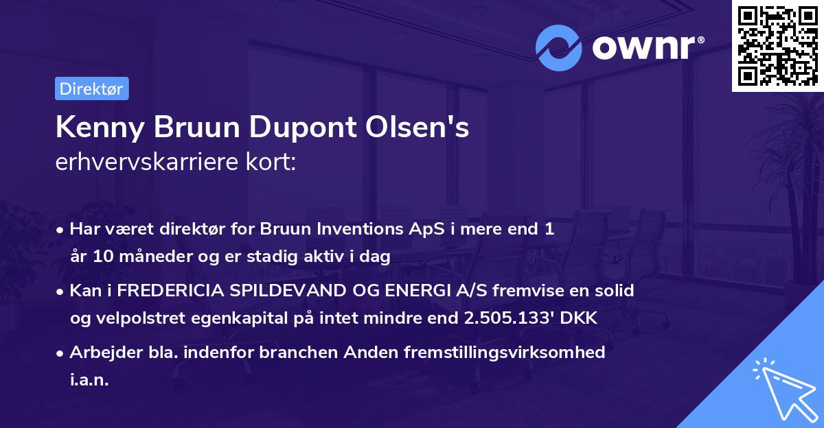 Kenny Bruun Dupont Olsen's erhvervskarriere kort