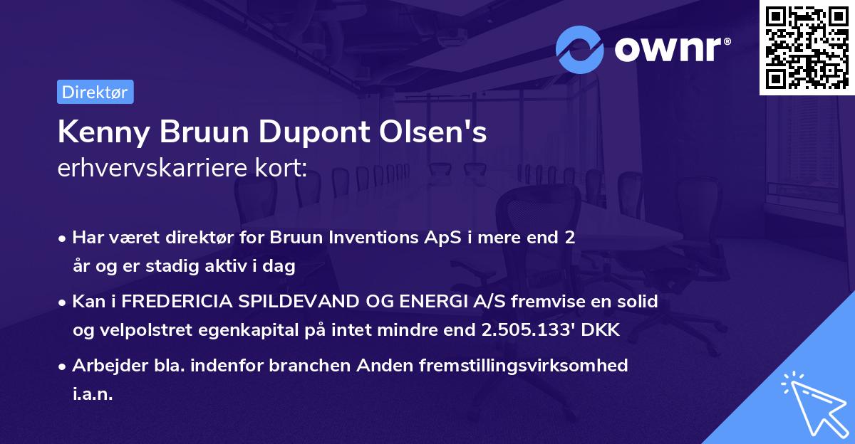 Kenny Bruun Dupont Olsen's erhvervskarriere kort