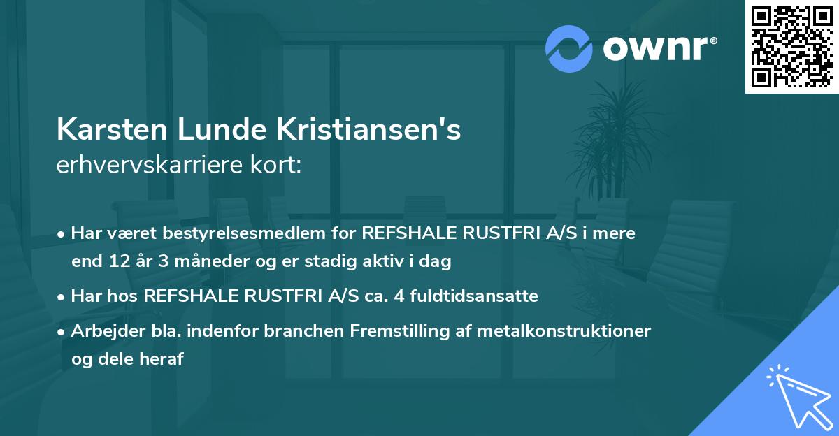 Karsten Lunde Kristiansen's erhvervskarriere kort