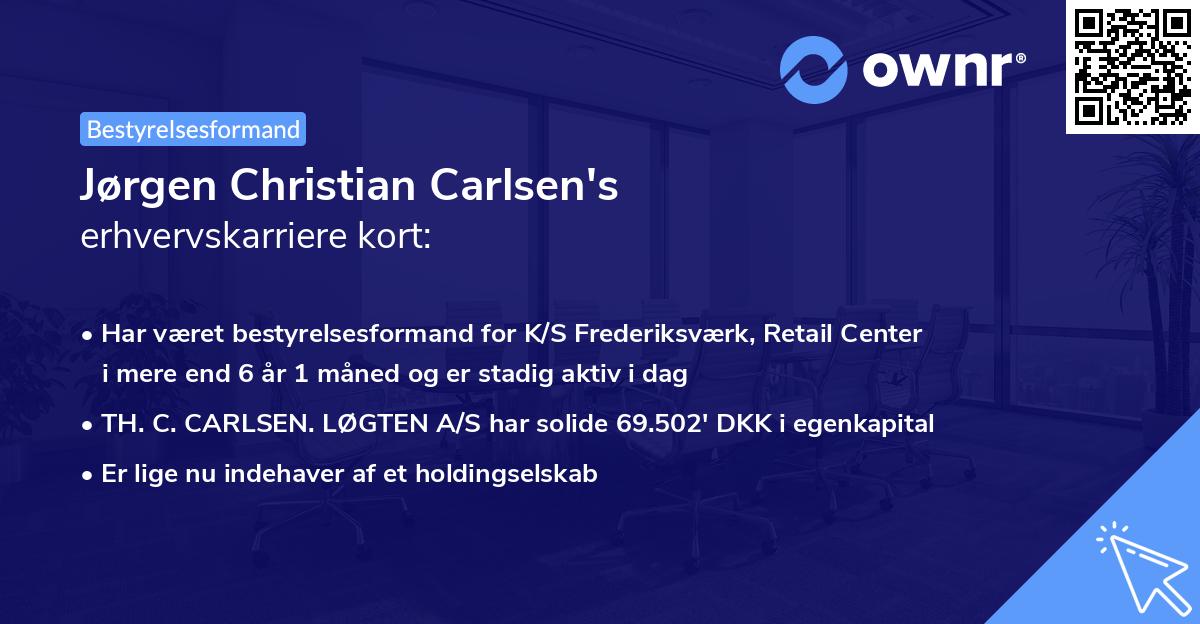 Jørgen Christian Carlsen's erhvervskarriere kort