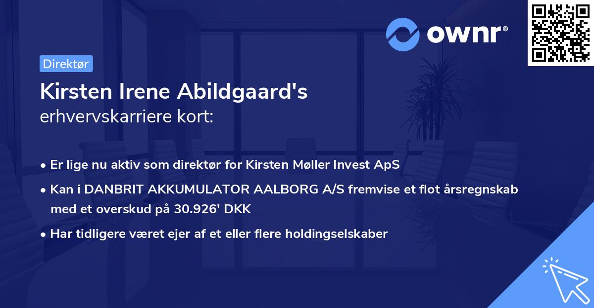 Kirsten Irene Abildgaard's erhvervskarriere kort