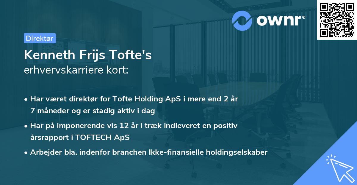 Kenneth Frijs Tofte's erhvervskarriere kort