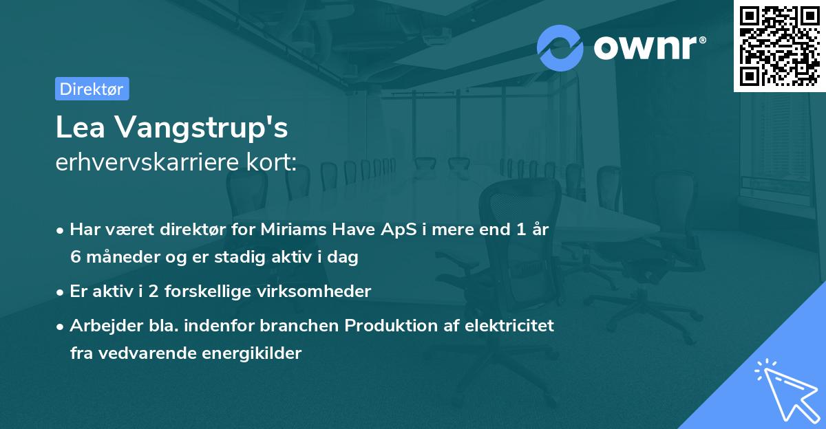 Lea Vangstrup's erhvervskarriere kort
