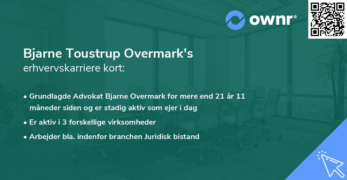 Bjarne Toustrup Overmark's erhvervskarriere kort