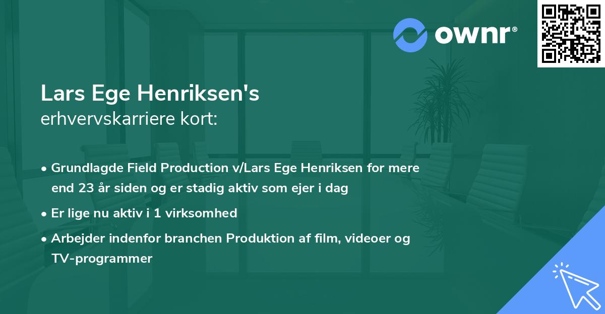 Lars Ege Henriksen's erhvervskarriere kort