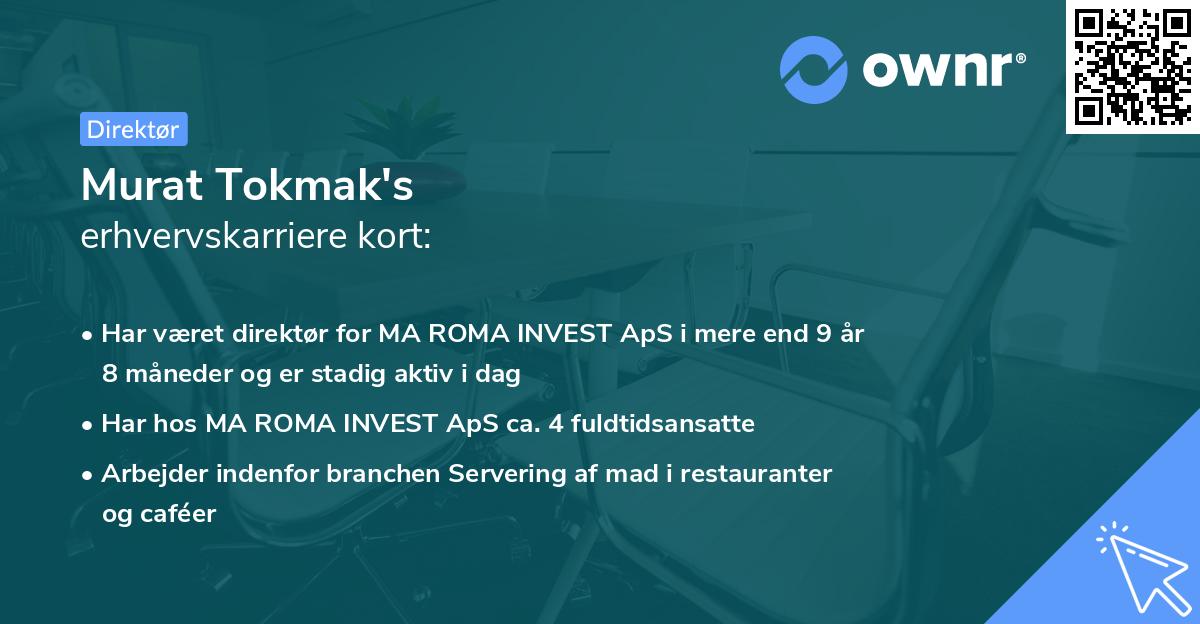 Murat Tokmak's erhvervskarriere kort