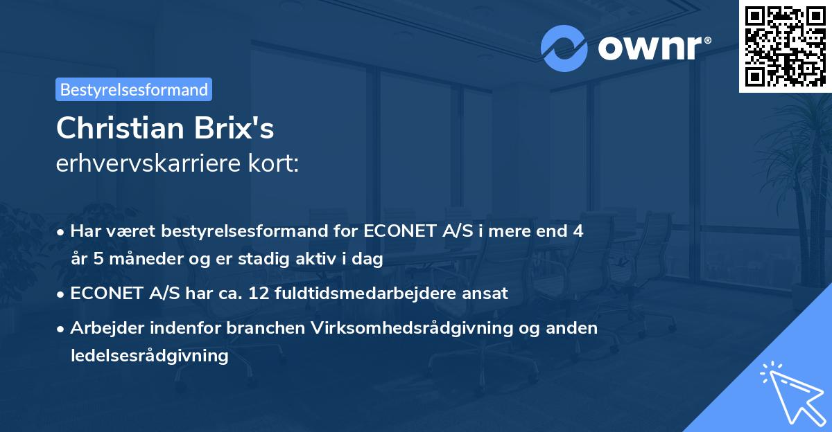 Christian Brix's erhvervskarriere kort