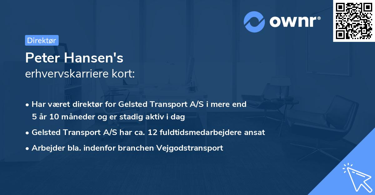 Peter Hansen's erhvervskarriere kort