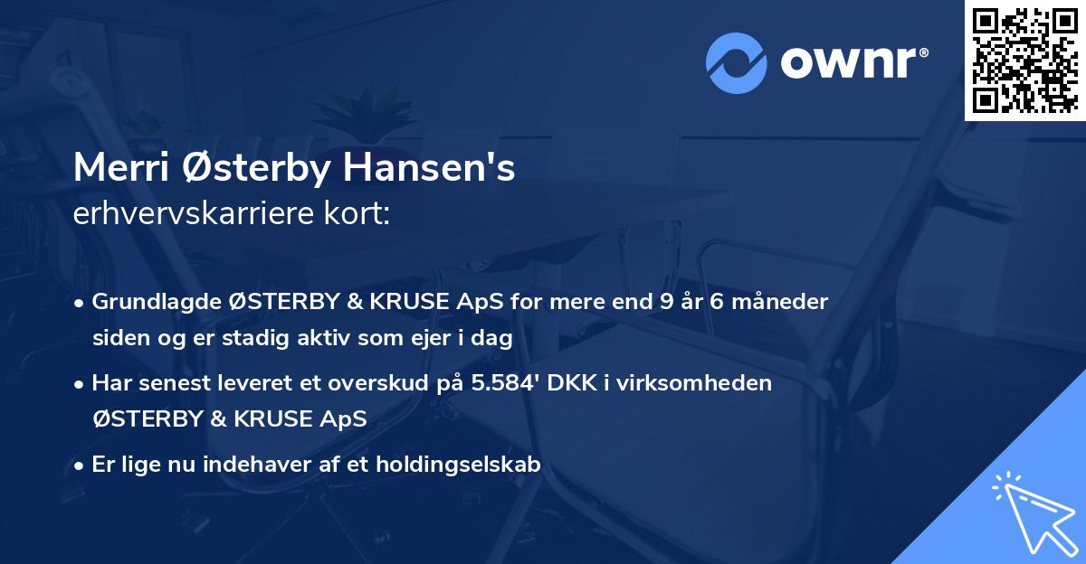 Merri Østerby Hansen's erhvervskarriere kort