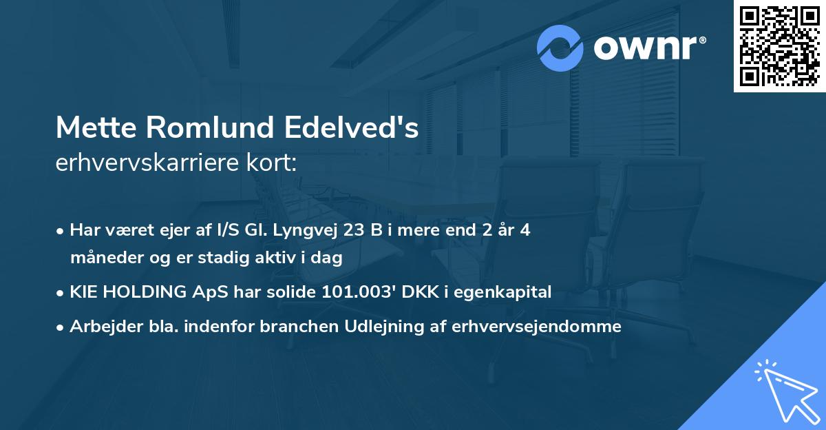 Mette Romlund Edelved's erhvervskarriere kort