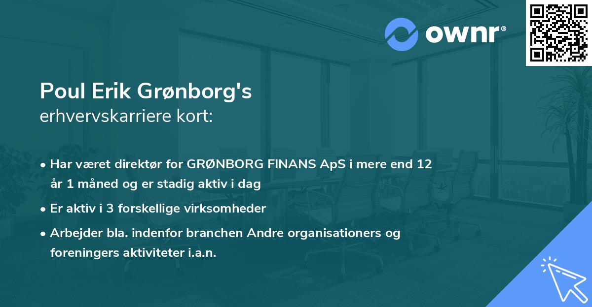 Poul Erik Grønborg's erhvervskarriere kort