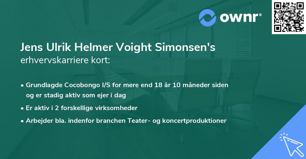 Jens Ulrik Helmer Voight Simonsen's erhvervskarriere kort