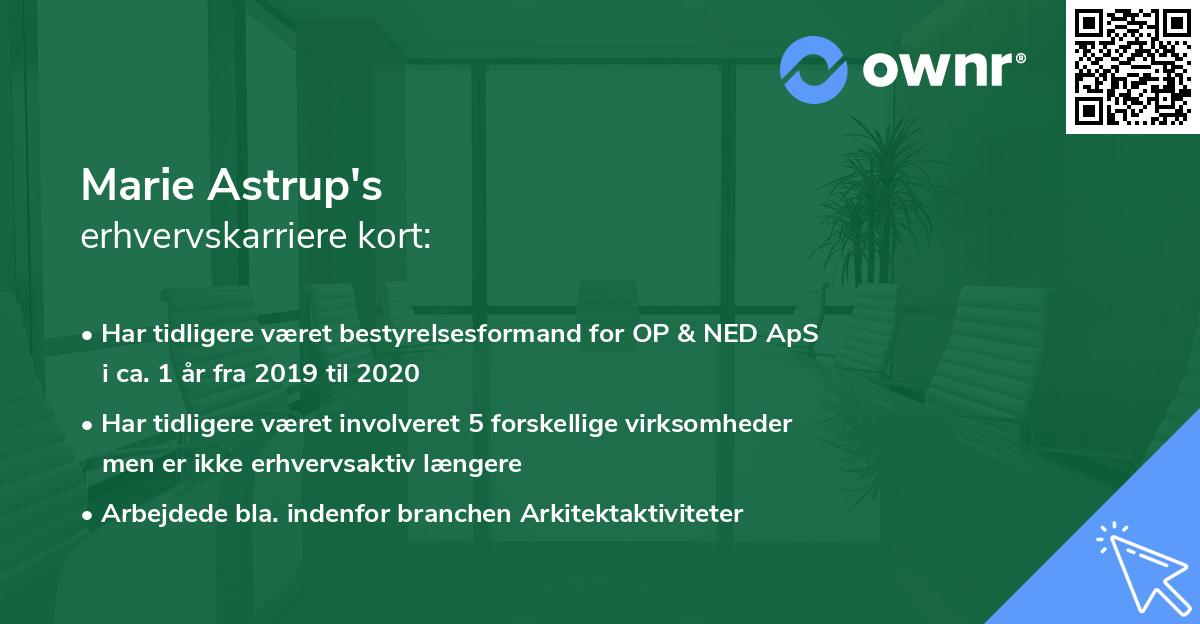 Marie Astrup's erhvervskarriere kort