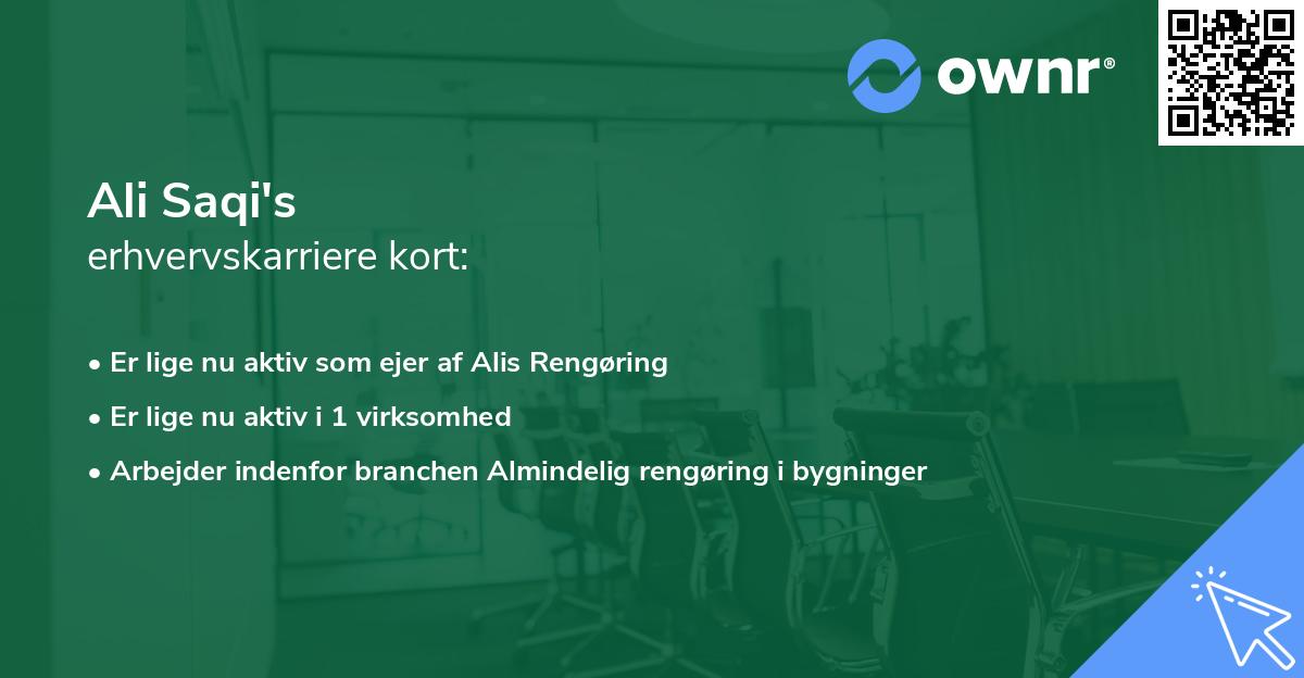 Ali Saqi's erhvervskarriere kort